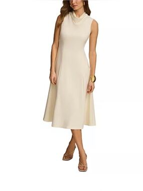 Donna Karan New York Women's Cowlneck Sleeveless Midi Engagement Dress Size 8